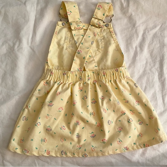 Vintage Oshkosh B'gosh Yellow Floral Pinafore Vestback Overall Dress 12 Mo. - Picture 2 of 12